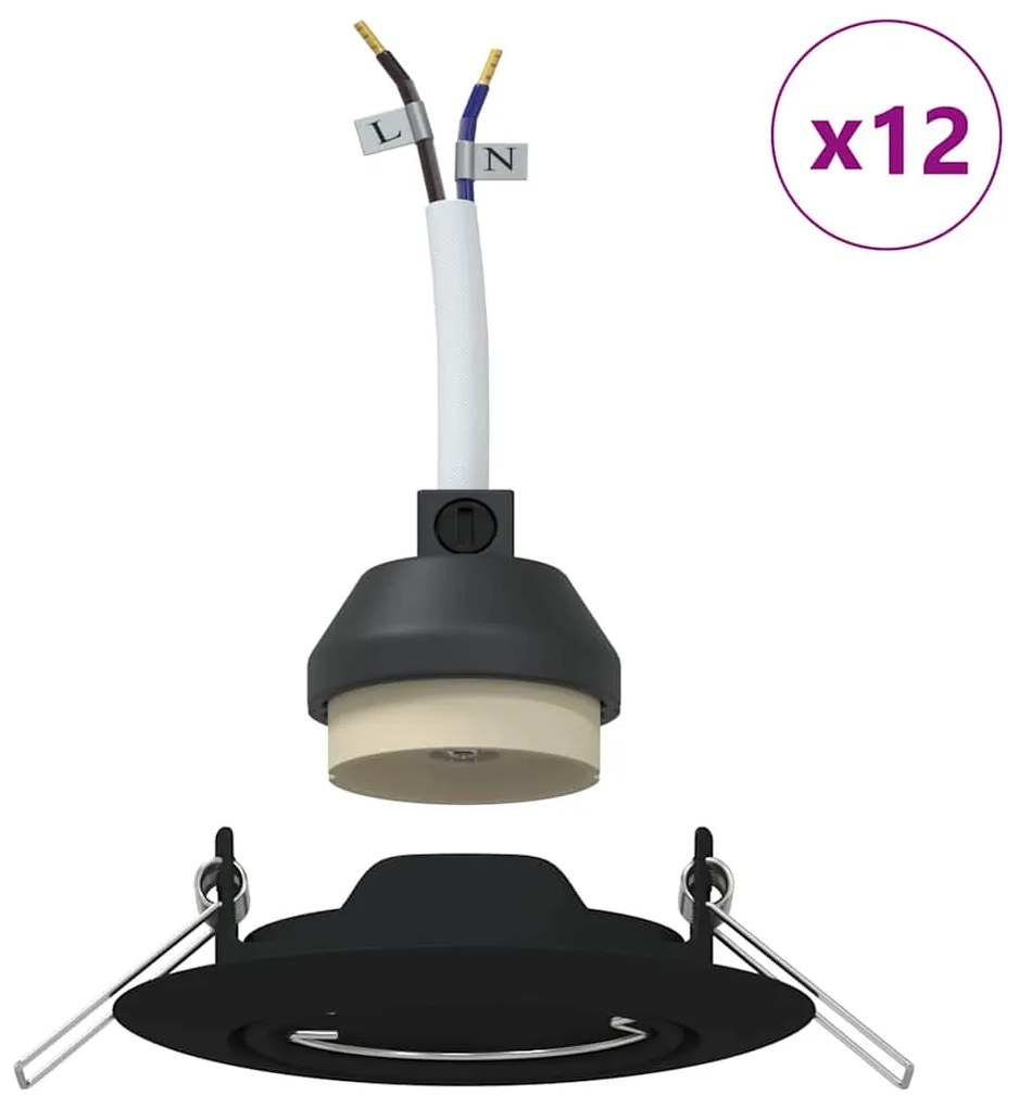 vidaXL Spotlights με προβολείς 12 pcs Μαύρο 9 x 9 εκ. Μέταλλο