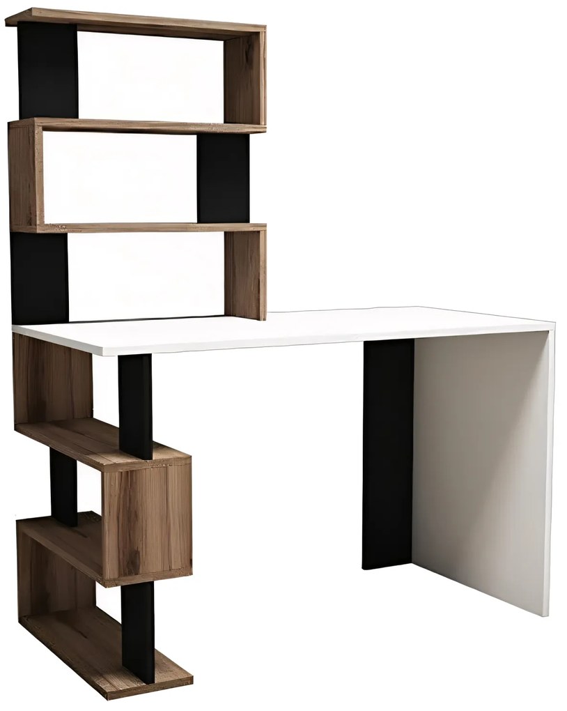 Γραφείο ArteLibre AIGINA Λευκό/Καρυδιά/Μαύρο 120x60x148cm-14410001