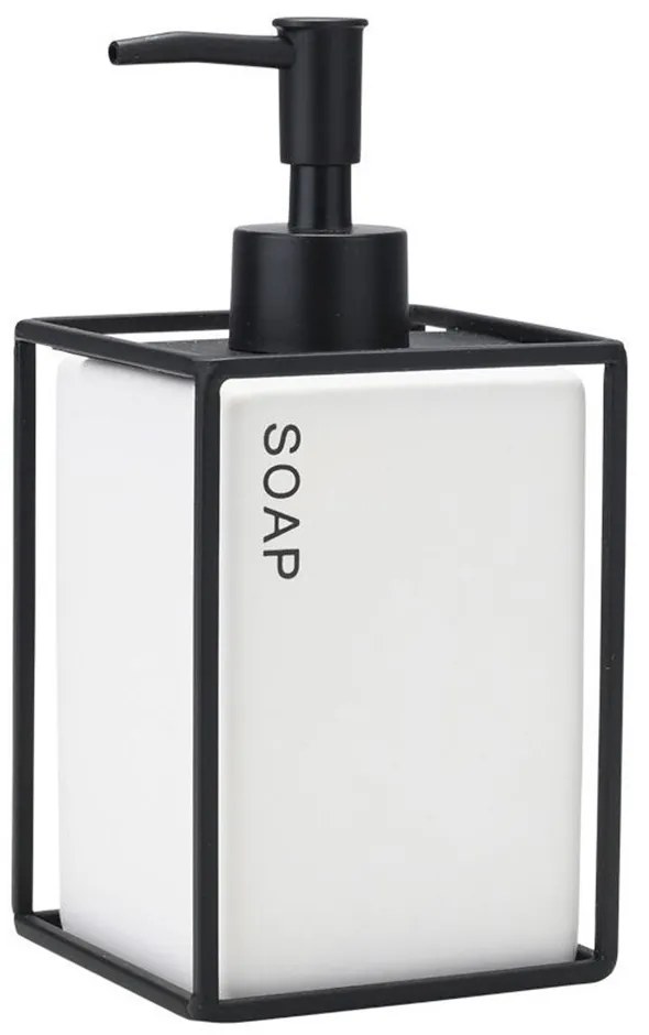Δοχείο Κρεμοσάπουνου Κεραμικό Cage 02-30018 450ml White-Black Estia Μέταλλο, Κεραμικό
