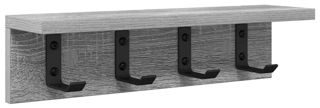 vidaXL Τοίχου Κρεμάστρα με ράφι Γκρι sonoma 40 x 10.5 x 10.5 εκ