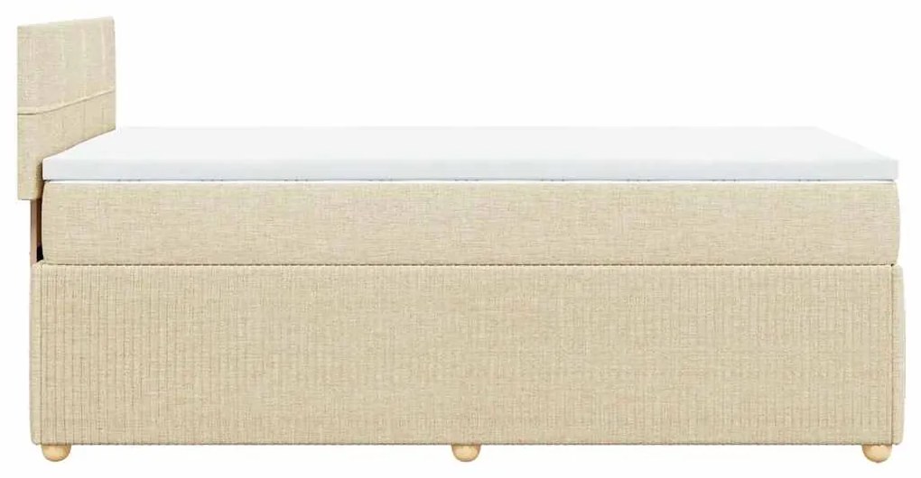 vidaXL Κρεβάτι Boxspring με Στρώμα Κρεμ 90x190 εκ.Υφασμάτινο