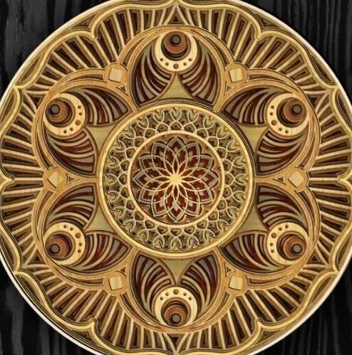 Σετ των 2 Intra απο ξύλο plywood 3mm-4mm πάχος – Διακόσμηση τοίχου Mandala με πολυστρωματικό κύκλο 30x30 cm INTRAVECTRY-MY553009
