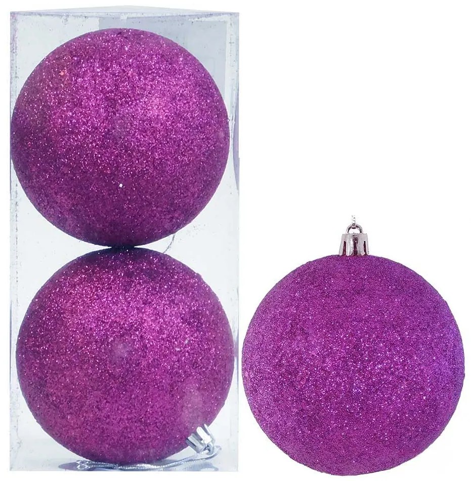 Set/2 τεμ Χριστουγεννιάτικες Μπάλες Φούξια Glitter 10cm 236014