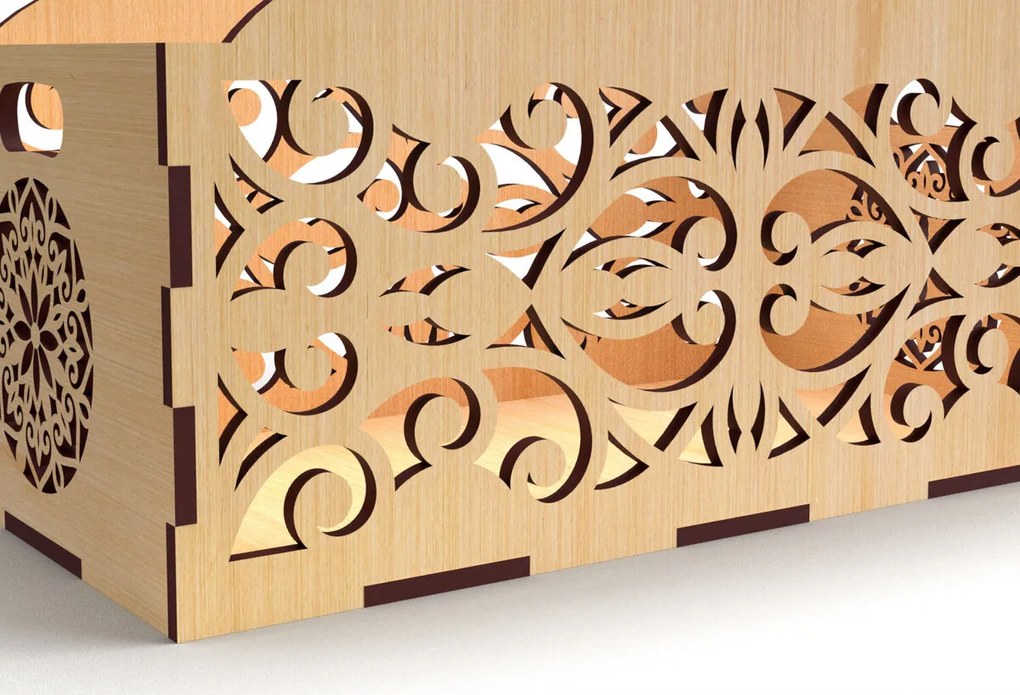 Σετ των 2 Intra απο ξύλο plywood  Χρώμα wenge 3mm-4mm πάχος - Διακοσμητικό κουτί δώρου Δίσκος κοπής με λέιζερ Δίασταση 15x15 cm INTRAFABR-120781518