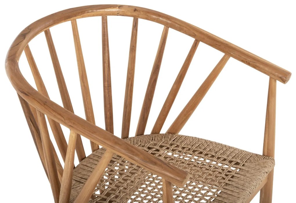Πολυθρόνα PERMAINE Ξύλο Teak και Συνθετικό Σχοινί Φυσικό 57,5x59,5x82Yεκ. 57.5x59.5x82 εκ.