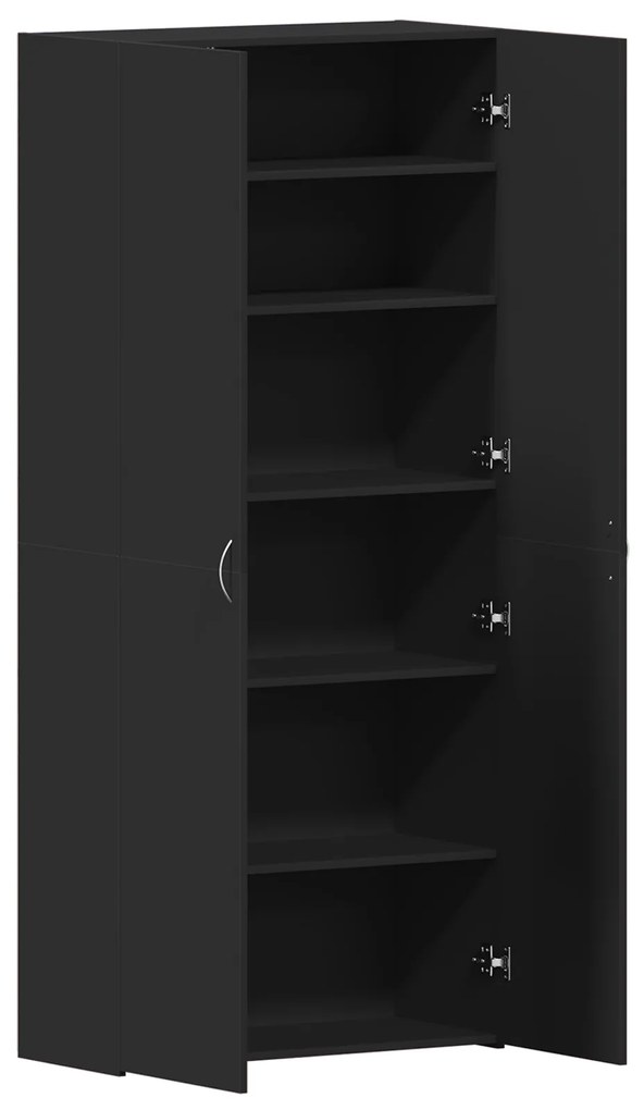 vidaXL Ντουλάπα παπουτσιών Μαύρη 80x35,5x180 εκ Επεξεργασμένο ξύλο