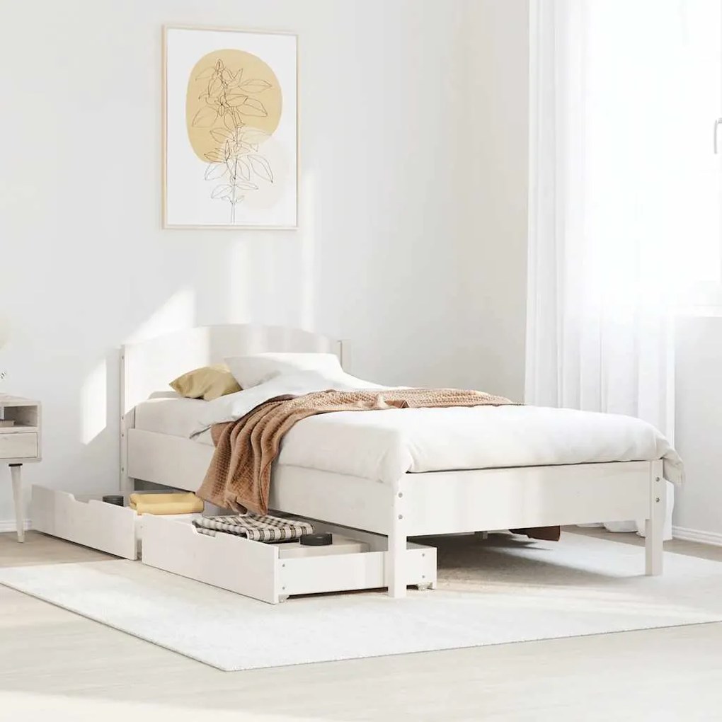 vidaXL Σκελετός Κρεβ. Χωρίς Στρώμα Λευκό 90x190 εκ Μασίφ Πεύκο
