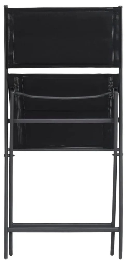 Καρέκλες Εξωτερικού Χώρου Πτυσσόμενες 2 τεμ. Ατσάλι/Textilene - Μαύρο
