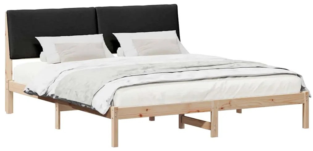 vidaXL Σκελετός Κρεβατιού με κεφαλάρι Καφέ και μαύρο 180 x 200 cm