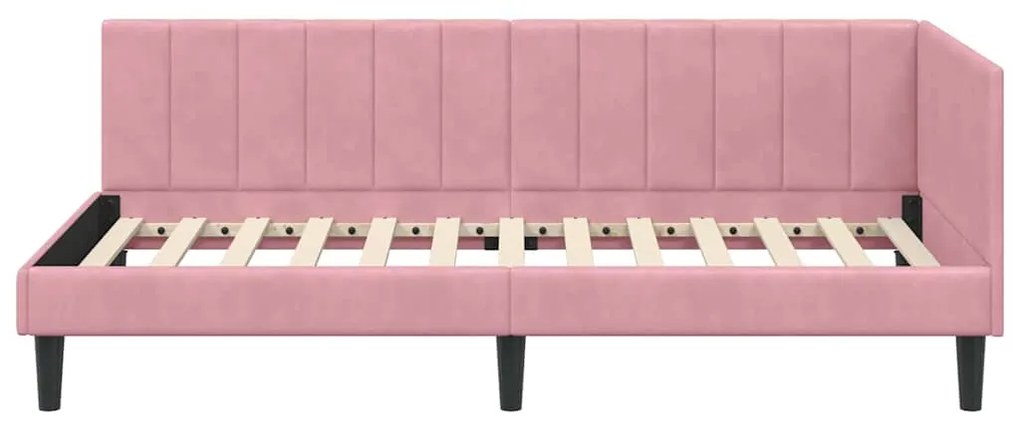 vidaXL Κρεβάτι Γωνίας με κεφαλάρι Ροζ 90 x 200 cm Βελούδο