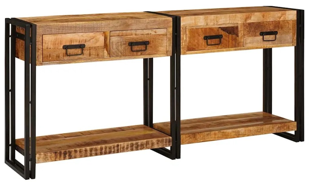 vidaXL Τραπέζι κονσόλας με συρτάρι 2 pcs Καφέ Στερεό ξύλο μάνγκο