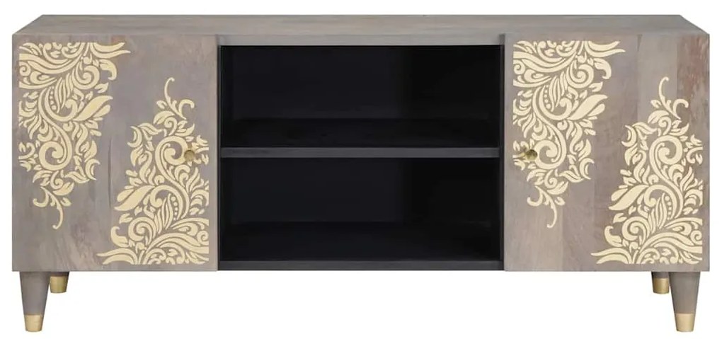 vidaXL Ντουλάπι TV με ράφι Γκρι 105 x 33 x 46 εκ. Στερεό ξύλο μάνγκο