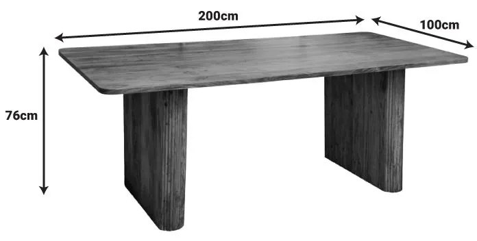 Τραπέζι Casi Inart μασίφ ξύλο ακακίας σε φυσική απόχρωση 200x100x76εκ 200x100x76 εκ.