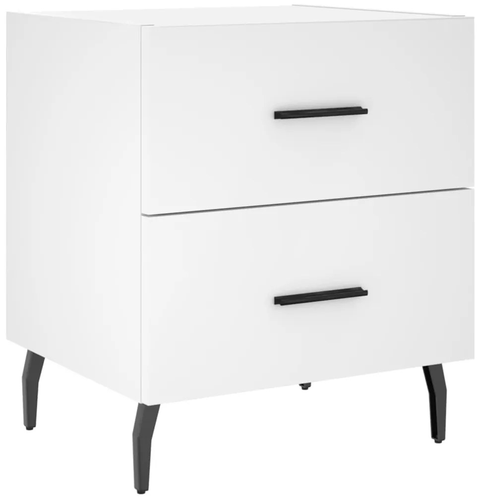 vidaXL Κομοδίνα 2 τεμ. Λευκά 40 x 35 x 47,5 εκ. από Επεξεργασμένο Ξύλο