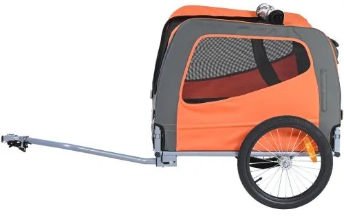 VEVOR Dog Bike Trailer, Supports up to 66 lbs, Pet Cart Bicycle Carrier, Easy Folding Frame with Quick Release Wheels, Universal Bicycle Coupler, Reflectors, Flag, Collapsible to Store, Orange/Gray