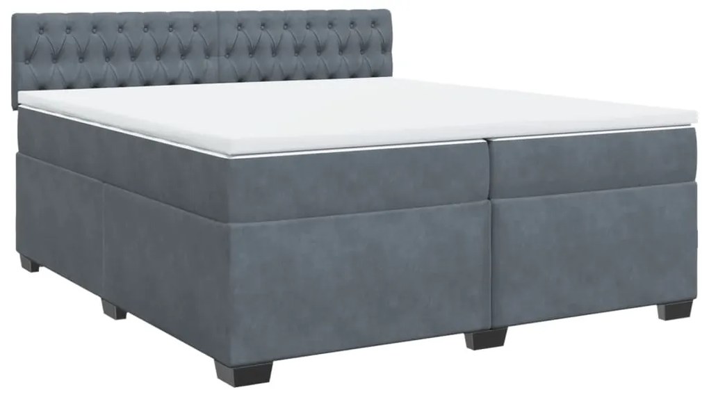 vidaXL Κρεβάτι Boxspring με Στρώμα Σκούρο Γκρι 200x200 εκ. Βελούδινο