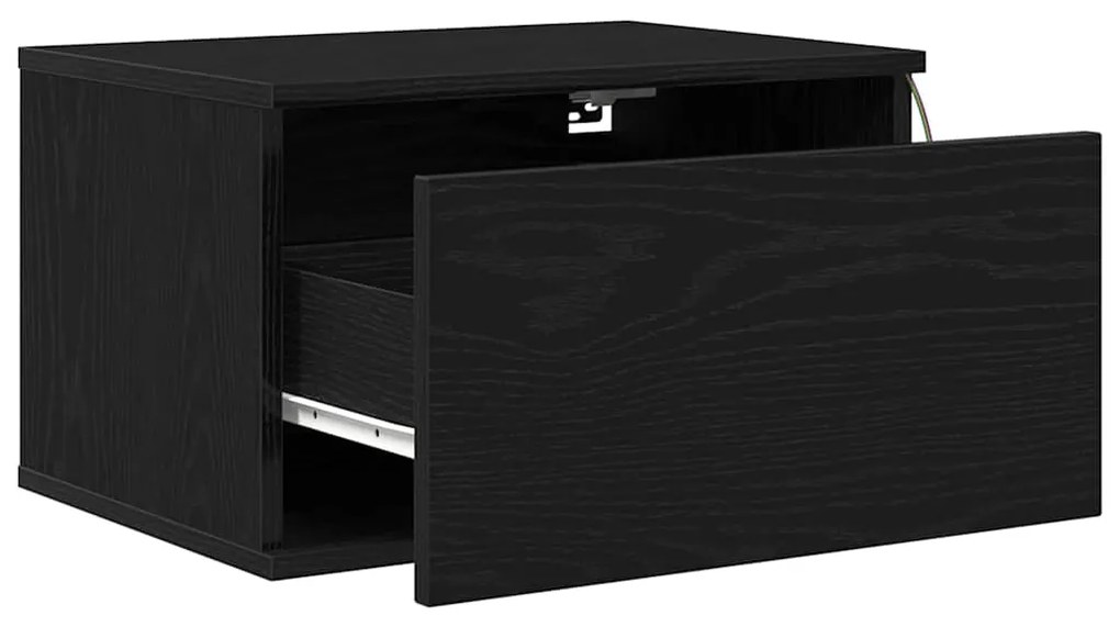 vidaXL Τοίχου κομοδίνο με συρτάρι 2 pcs Μαύρη Οξυά 50 x 36 x 30 εκ