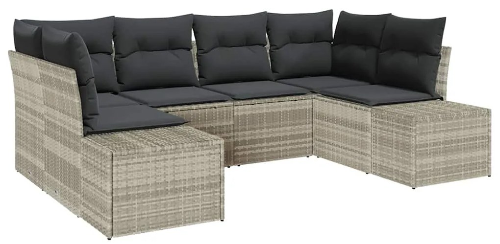 vidaXL Σετ Καναπέ Κήπου με μαξιλάρι 6 pcs Ανοιχτό γκρι Πολυ ράταν