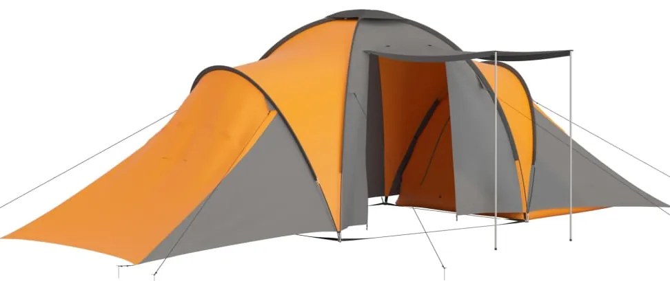 vidaXL Σκηνή Camping 6 Ατόμων Γκρι / Πορτοκαλί