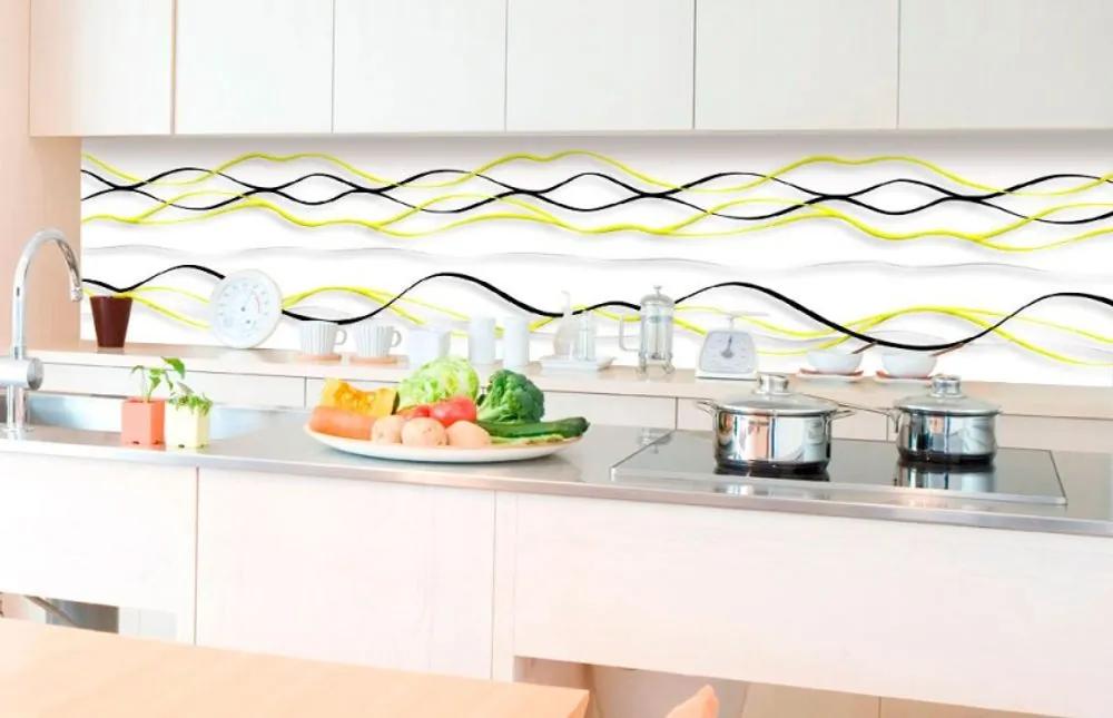 Αυτοκόλλητη φωτοταπετσαρία για αφηρημένα κύματα κουζίνας - 180x60