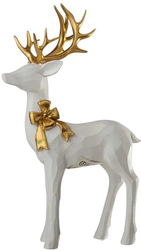 Χριστουγεννιάτικος Διακοσμητικός Τάρανδος Polyester Λευκός-Χρυσός 17,7x7,2x29,5εκ. Zen Collection 25.42.51980