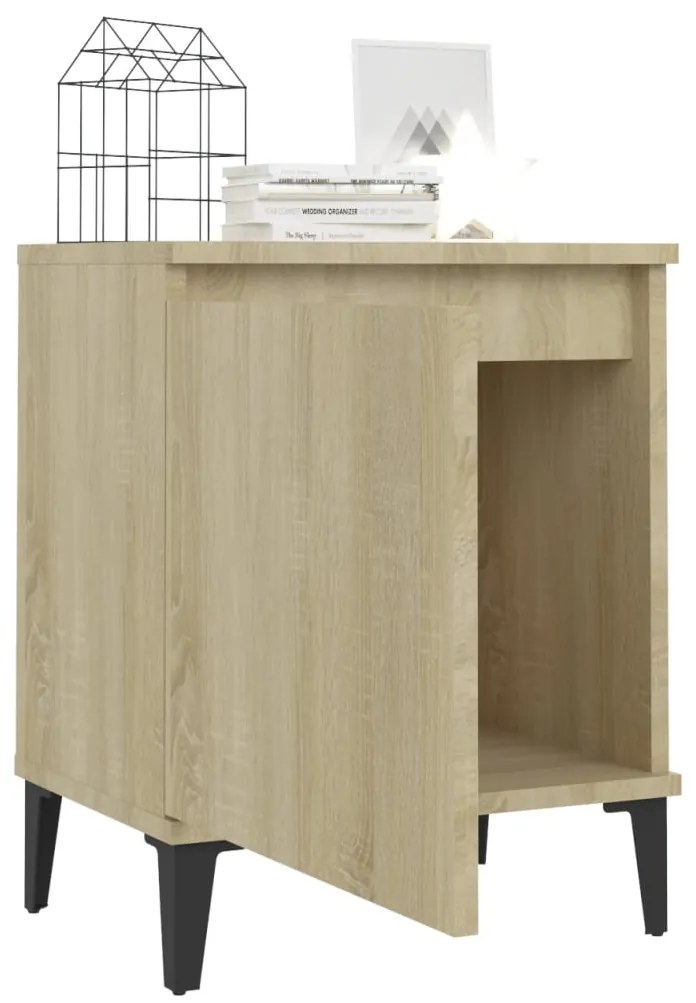 vidaXL Κομοδίνο Sonoma Δρυς 40 x 30 x 50 εκ. με Μεταλλικά Πόδια