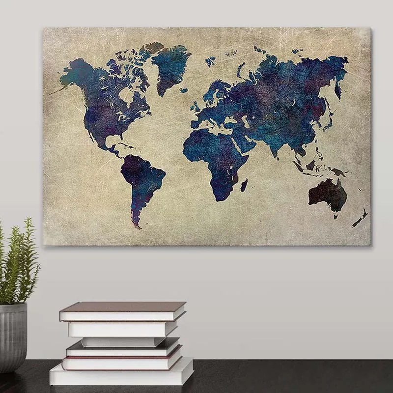 Πίνακας σε καμβά World Map Megapap ψηφιακής εκτύπωσης 75x50x3εκ. - GP033-0040 - GP033-0040