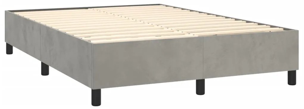 vidaXL Κρεβάτι Boxspring με Στρώμα Ανοιχτό Γκρι 140x200 εκ. Βελούδινο