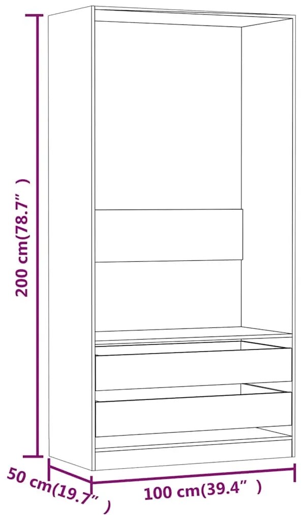 vidaXL Ντουλάπα Καπνιστή Δρυς 100x50x200 εκ. από Επεξεργασμένο Ξύλο