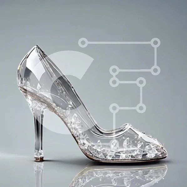 Σετ των 2 Intra Συλλεκτικό Ξύλινο Παζλ Plywood  4mm - Ψηλοτάκουνο παπούτσι διακοσμημένο με κρύσταλλο Σε Ξύλινο Κουτί - Διαστάσεις: 10x10 cm – 25 κομμάτια