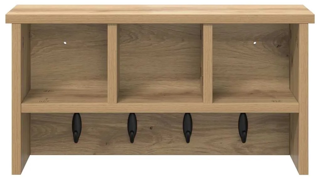 vidaXL Τοίχου Κρεμάστρα με ράφι Επιτοίχιο artisan δρυς 50 x 16 x 26 εκ