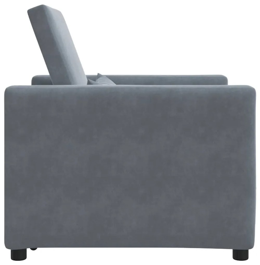 vidaXL Μονός καναπές-κρεβάτι Σκούρο γκρι 90 x 165 x 87 εκ. Βελούδο