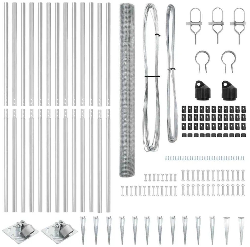 vidaXL Στύλος Περιφράξεων Ασημί 25 x 1,5 μ (12 x 12 mm πλέγμα) Ατσάλι