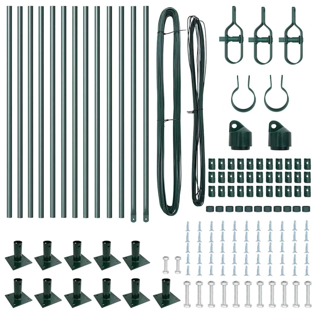 vidaXL Στύλος Περιφράξεων 13 pcs Πράσινο Ατσάλι
