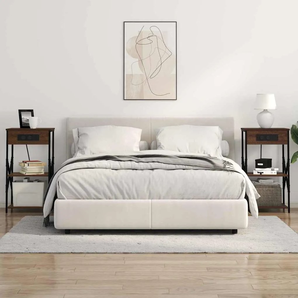 vidaXL Κομοδίνο 2 pcs Καφέ δρυς 41 x 31 x 76 εκ. Επεξεργασμένο ξύλο