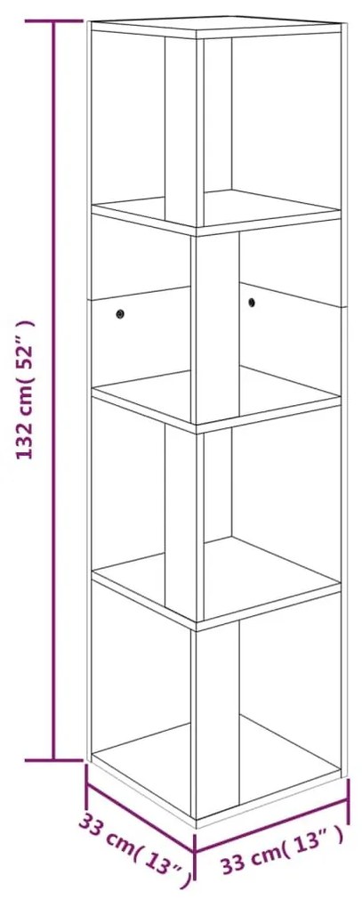 Γωνιακό Έπιπλο Καφέ δρυς 33x33x132 εκ. από Επεξεργ. Ξύλο - Καφέ