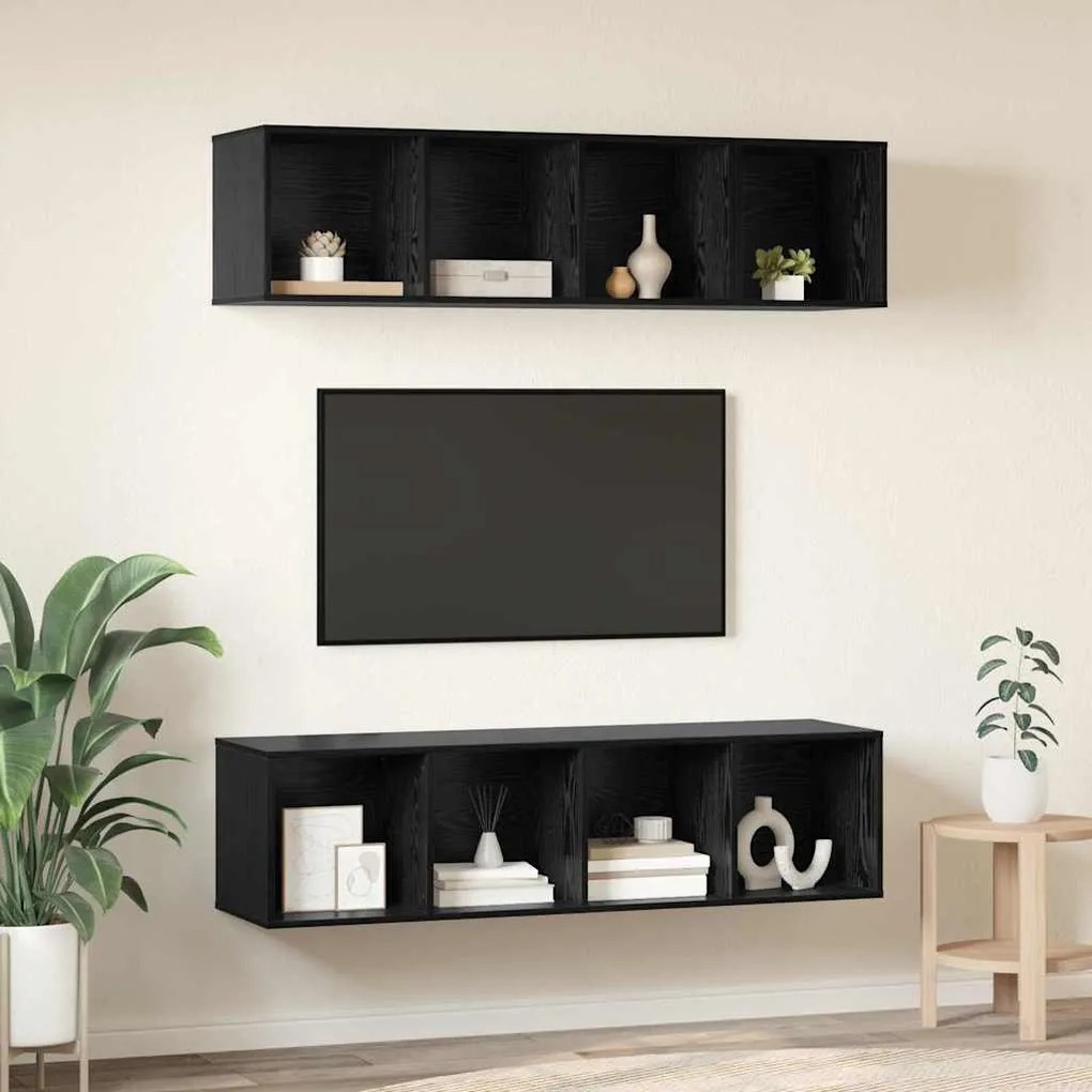 vidaXL Σετ επίπλου τηλεόρασης 3 pcs Μαύρη δρυς Επεξεργασμένο ξύλο