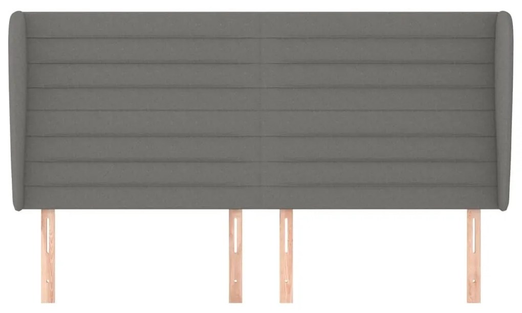 Κεφαλάρι με Πτερύγια Σκούρο Γκρι 183x23x118/128 εκ. Υφασμάτινο - Γκρι