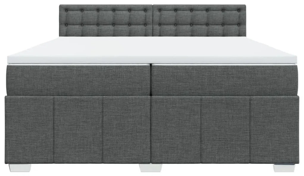 Κρεβάτι Boxspring με Στρώμα Σκούρο Γκρι 200x200 εκ. Υφασμάτινο - Γκρι