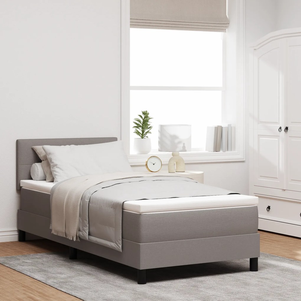 vidaXL Κρεβάτι με Στρώμα Καφέ 90x200 cm Ύφασμα