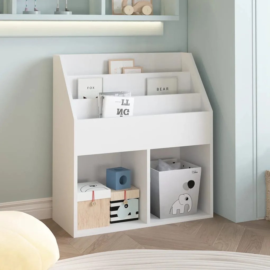 vidaXL Παιδική Ραφιέρα Περιοδικών Λευκή 71x30x78,5 εκ. από Μοριοσανίδα