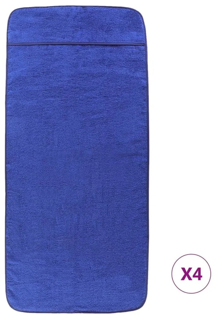 Πετσέτες Θαλάσσης 4 τεμ. Μπλε Ρουά 60 x 135 εκ. Ύφασμα 400 GSM - Μπλε