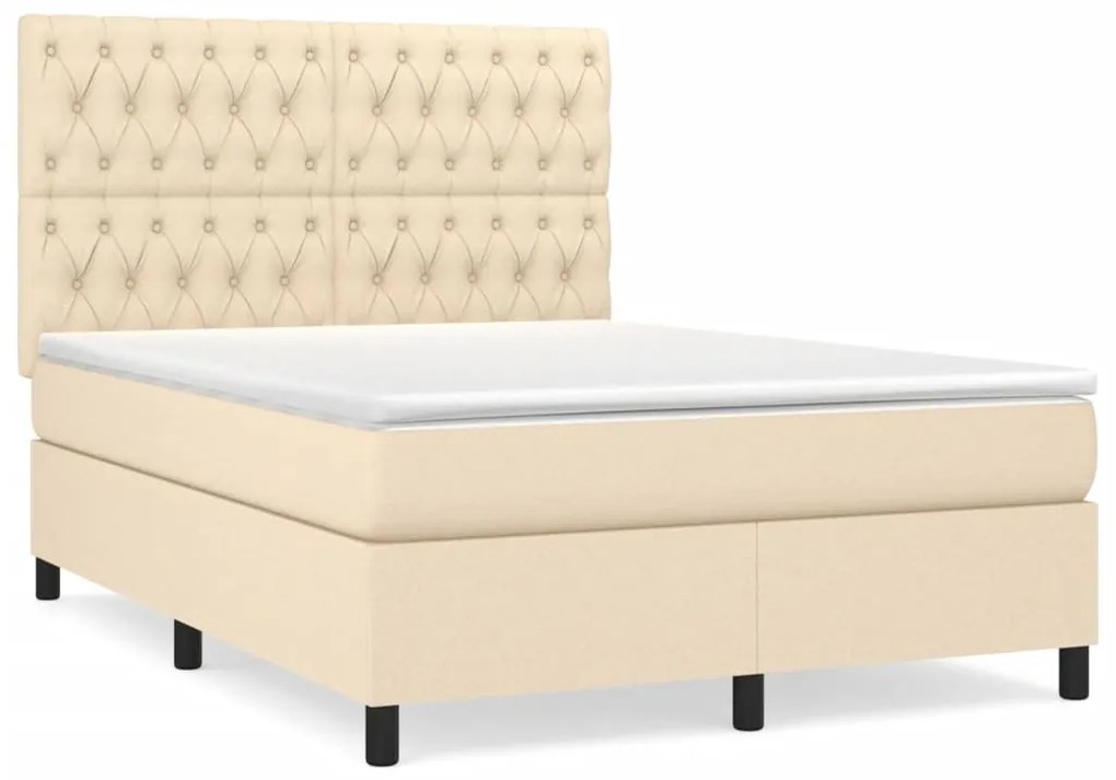 ΚΡΕΒΑΤΙ BOXSPRING ΜΕ ΣΤΡΩΜΑ ΚΡΕΜ 140X190 ΕΚ. ΥΦΑΣΜΑΤΙΝΟ 3142014