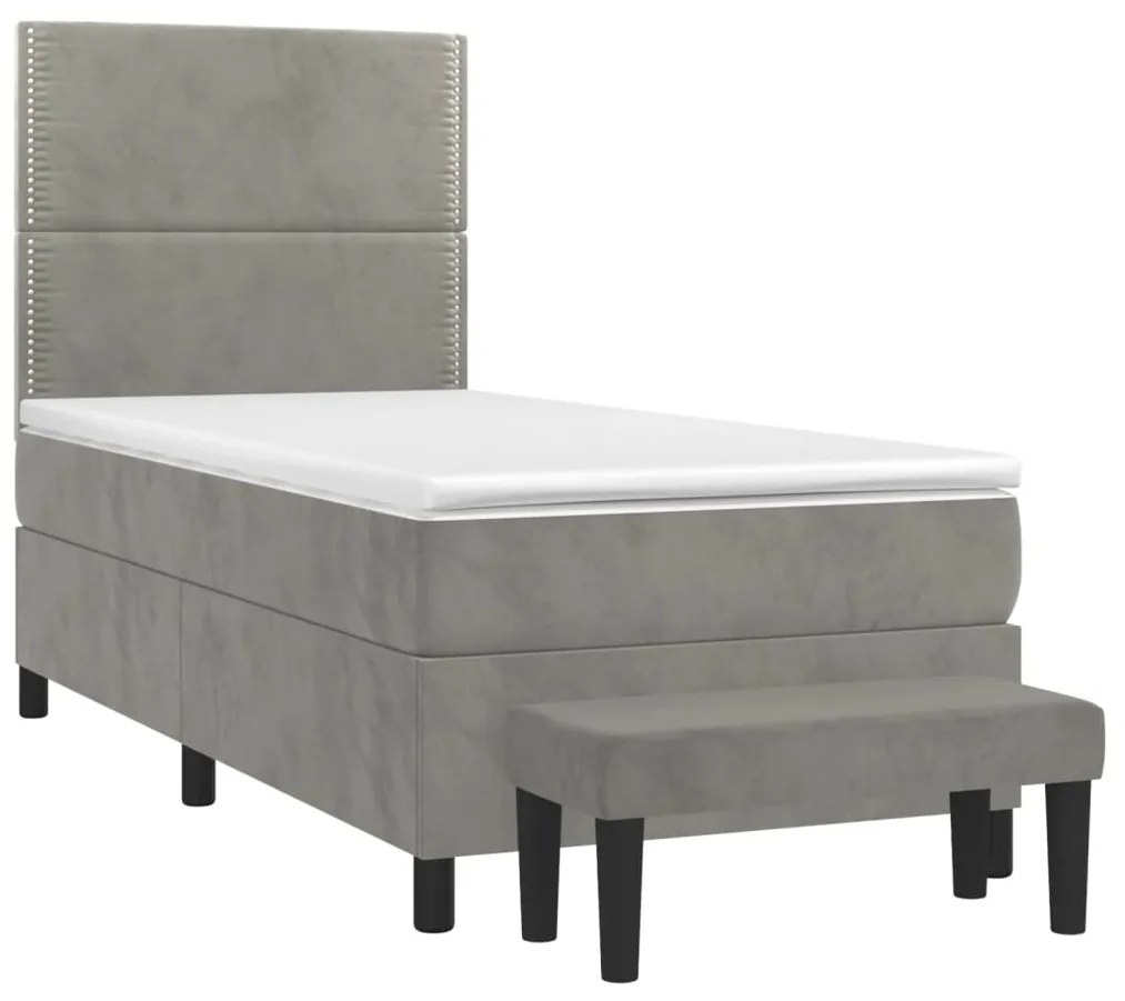 ΚΡΕΒΑΤΙ BOXSPRING ΜΕ ΣΤΡΩΜΑ ΑΝΟΙΧΤΟ ΓΚΡΙ 90X190 ΕΚ. ΒΕΛΟΥΔΙΝΟ 3137755