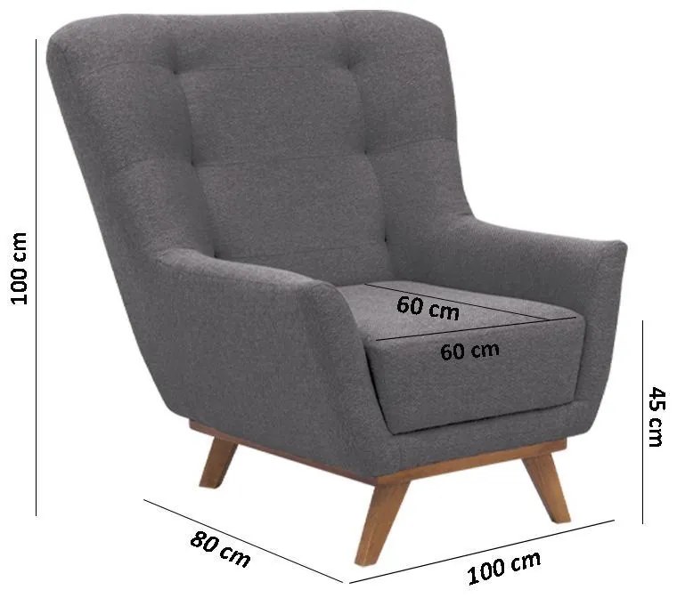 Πολυθρόνα Royal Fylliana Ύφασμα Γκρί 100x80x100 εκ. 100x80x100 εκ.