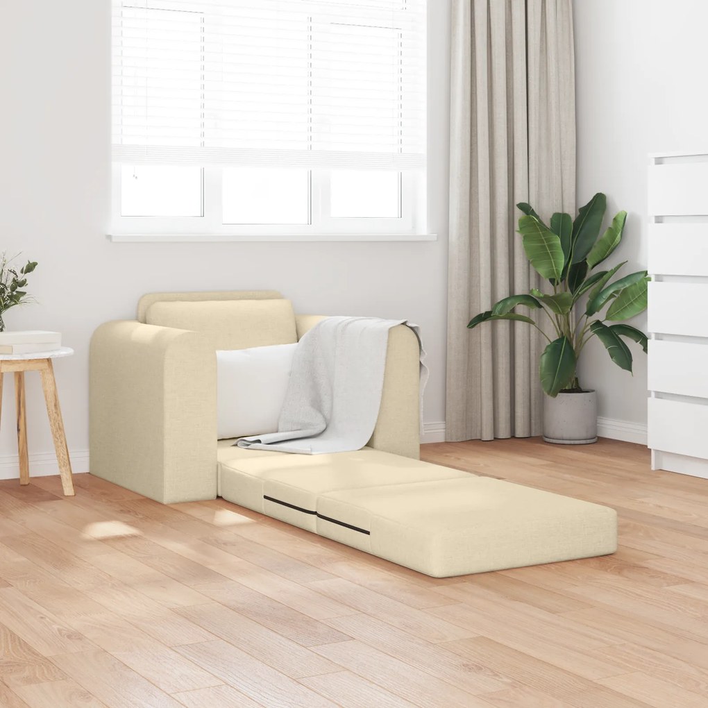 vidaXL Δάπεδο Καναπές Κρεβάτι 2 σε 1 Κρεμ 98x71x83 εκ. Ύφασμα