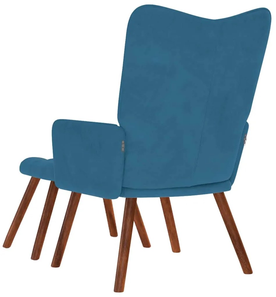 vidaXL Πολυθρόνα Relax Μπλε Βελούδινη με Σκαμπό