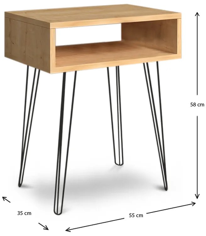 Κομοδίνο Fiona Megapap μεταλλικό - μελαμίνης χρώμα oak 55x35x58εκ. - GP022-0010,1 - GP022-0010,1