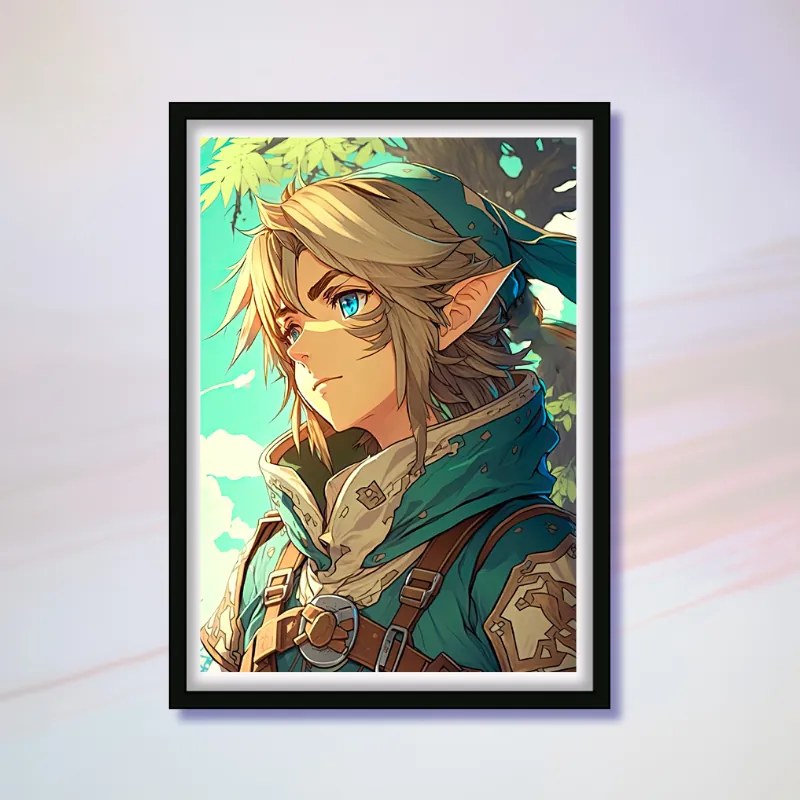 Πόστερ &amp; Κάδρο Legend of Zelda, Link GM2332 30x40cm Μαύρο Ξύλινο Κάδρο (με πόστερ)