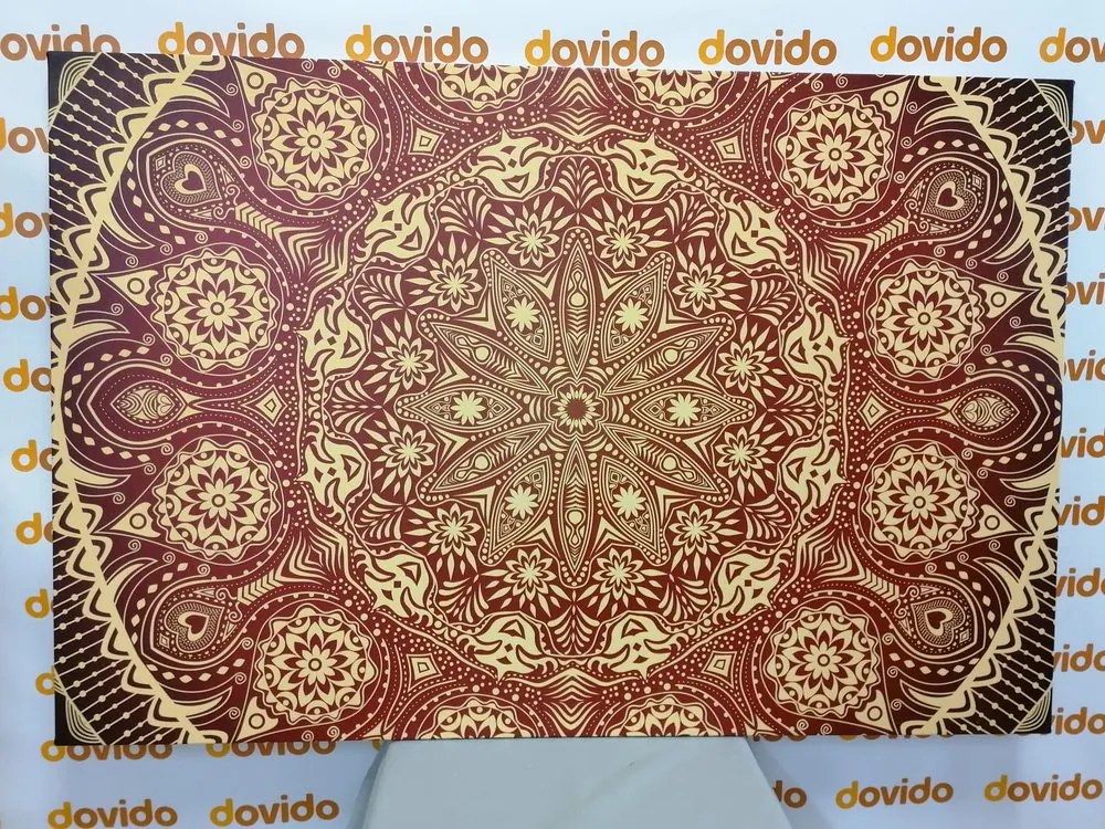 Εικόνα διακοσμητικό Mandala με δαντέλα σε μπορντώ χρώμα - 60x40